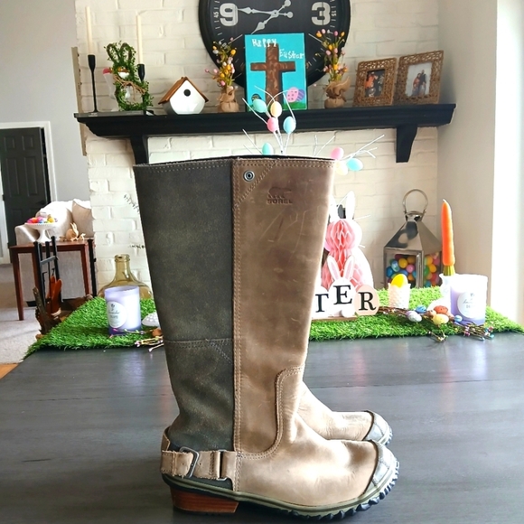 Sorel Full Grain Leather Boots Good Used Size 7 - Picture 1 of 8